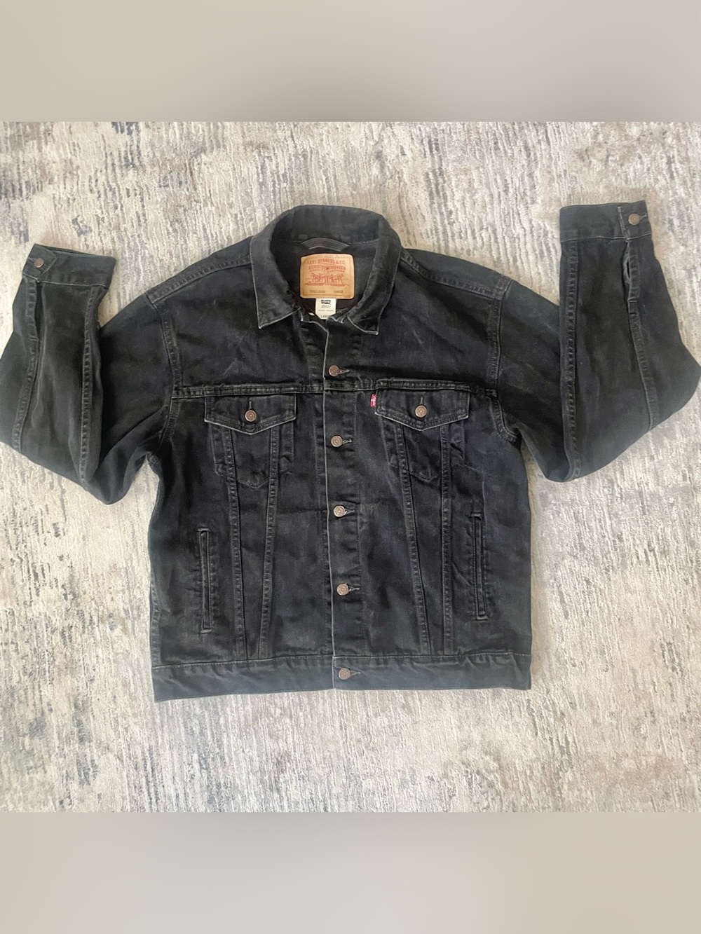 Vintage Levi Strauss Trucker Jacket Men's Sz L Black Denim Y2K 70507-0260- Read